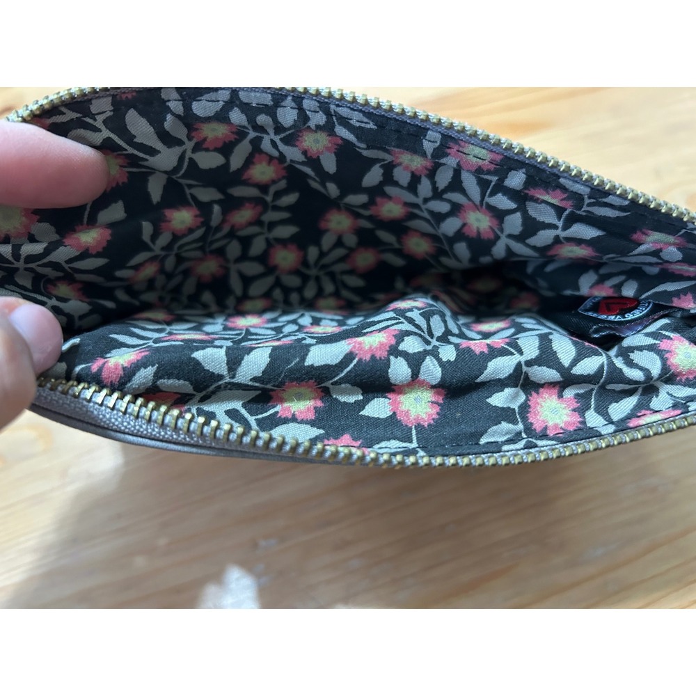 Urban Expressions Gray Vegan Leather Kiss Lock Wallet Floral Lining Minimal - Picture 6 of 8